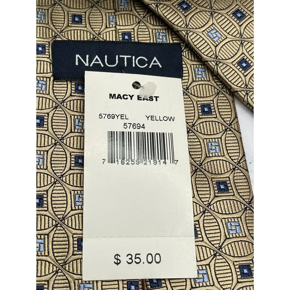 NEW‎ NAUTICA Men's Tie Yellow Gold with Blue 3.75